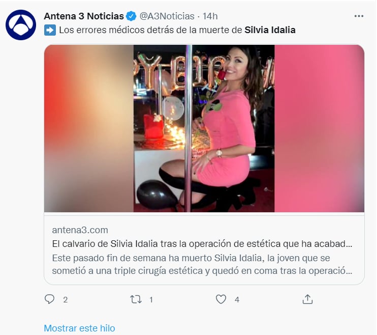 SPANISH WOMAN DIES AFTER THREE MONTHS IN COMA