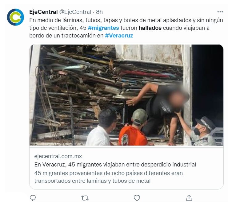 MIGRANTS DISCOVERED IN 'DISGUISED' TRUCK