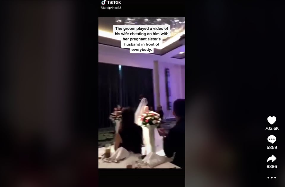 BOYFRIEND EXPOSES BRIDE IN THE WEDDING