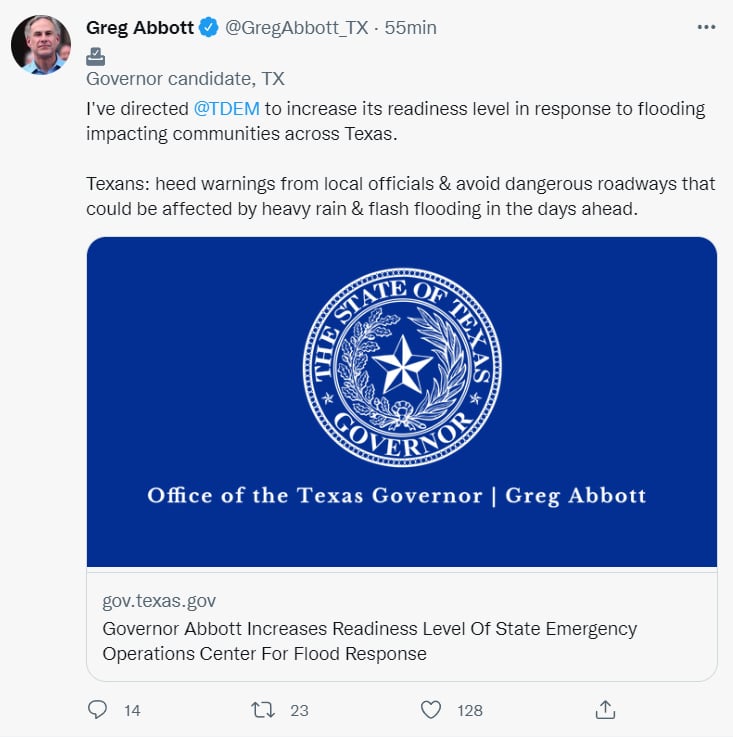 ¿Qué informó Greg Abbott?
