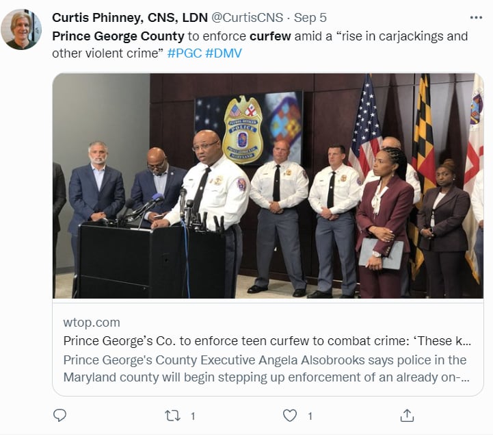 CONDADO DE MARYLAND ANUNCIA TOQUE DE QUEDA