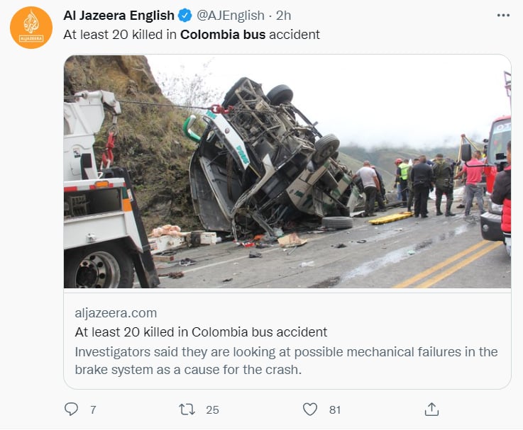 GRAVE ACCIDENTE PROVOCÓ LA MUERTE DE 20 PERSONAS 