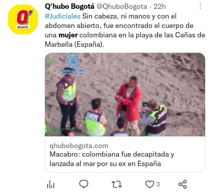 Mujer colombiana decapitada España