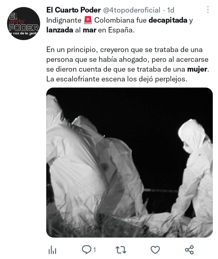 Mujer colombiana decapitada España