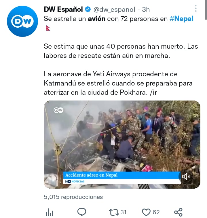 Se estrella avión Nepal