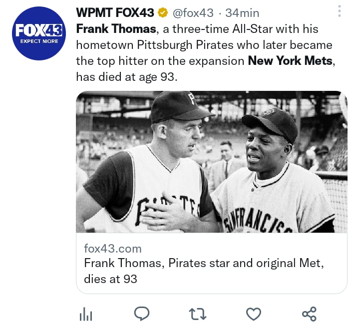 Muere beisbolista Frank Thomas