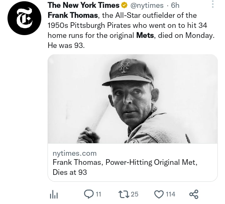 Muere beisbolista Frank Thomas