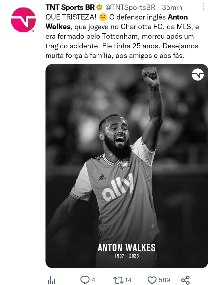 Muere defensa Anton Walkes