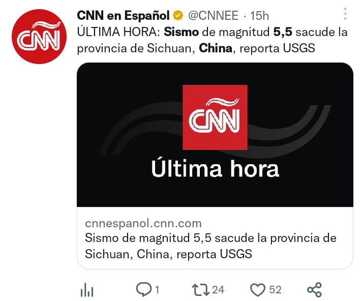 Sismo China magnitud 5.5
