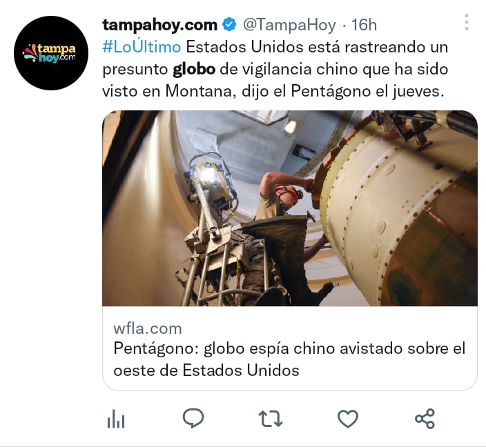 China asegura que el globo se desvió de su ruta y apareció en EEUU