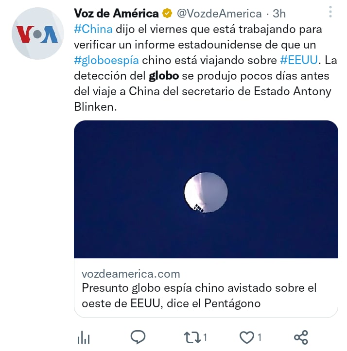 Globo avistado sobre EEUU