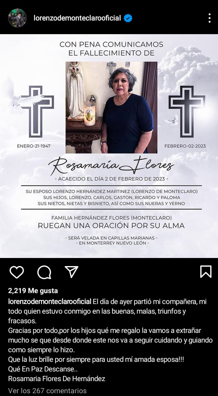 Muere esposa Lorenzo Monteclaro