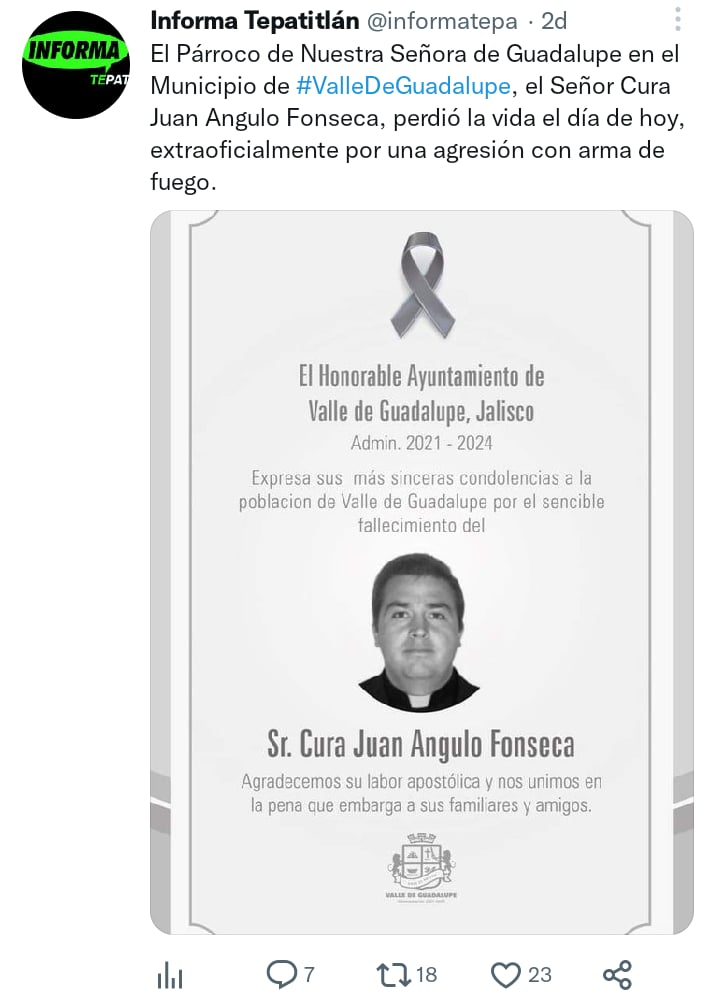 Sacerdote asesinado en México