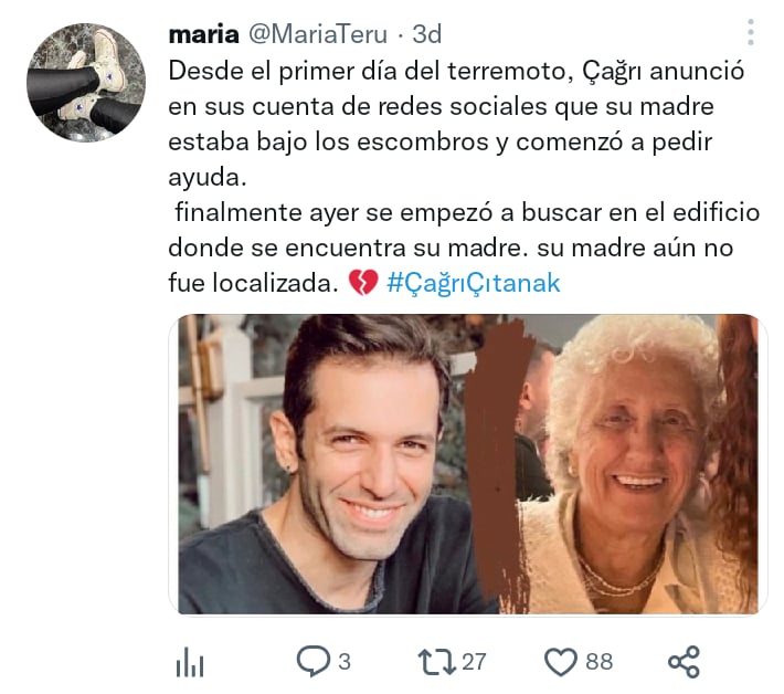 Se encontraba entre las personas desaparecidas y esperaban hallarla con vida