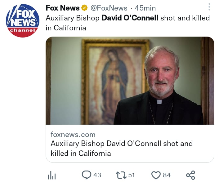 Obispo aparece muerto California