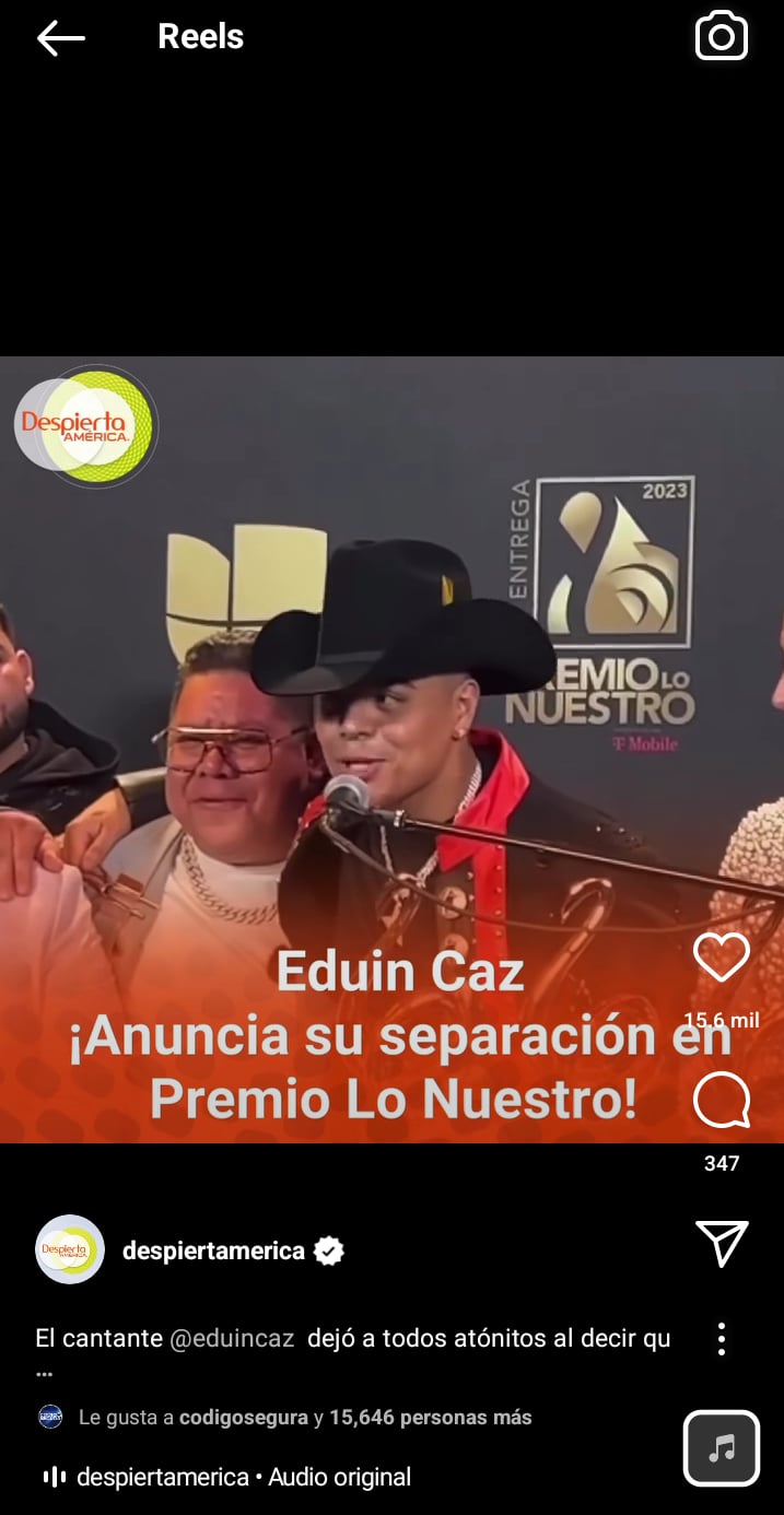 Eduin Caz confirma separación
