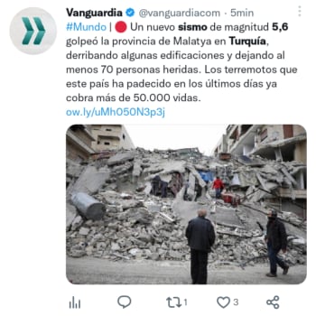 Sismo magnitud 5.6 Turquía