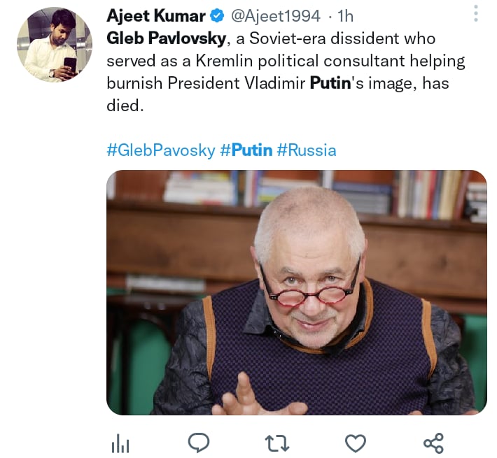 Gleb Pavlovsky trabajó la primera elección de Putin en marzo de 2000