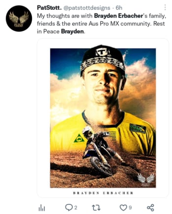Muere Brayden Erbacher motocross