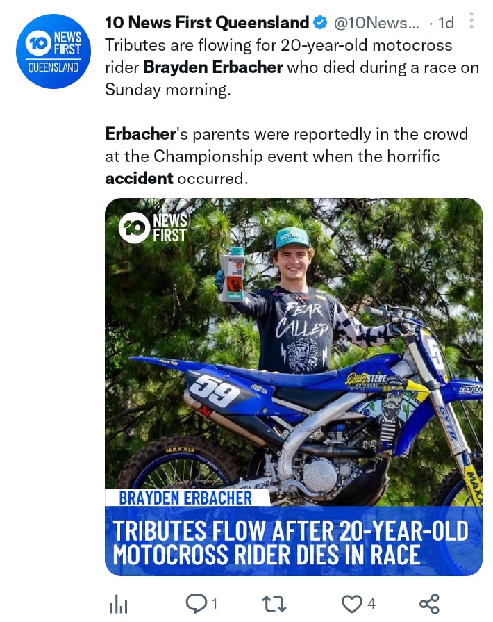 Brayden Erbacher motocross dies