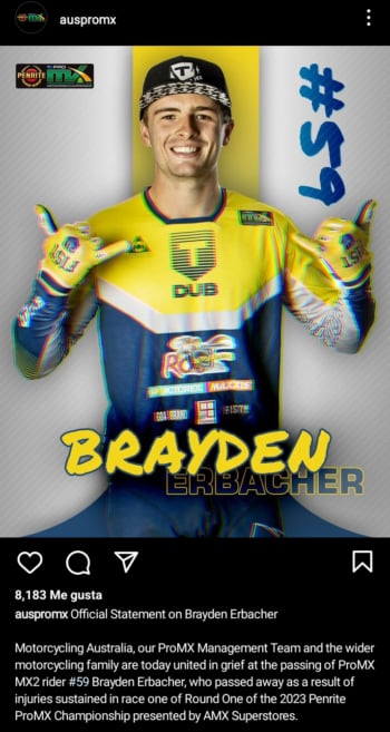 Rinden tributo al joven piloto del motocross