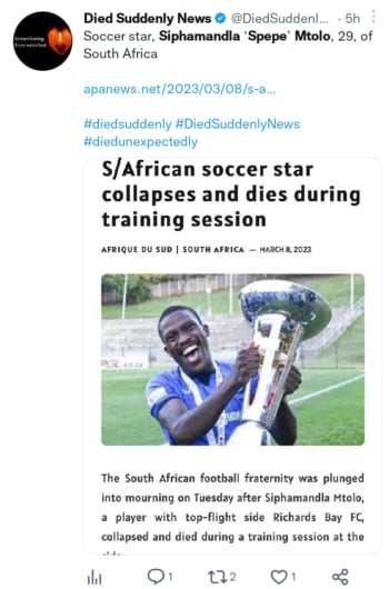 Muere futbolista Siphamandla Mtolo