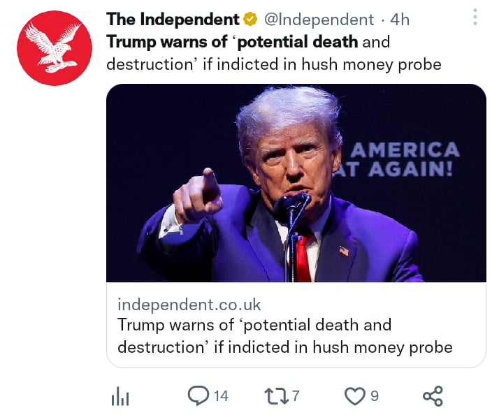 Trump advierte si es imputado