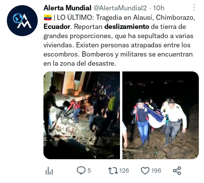 El deslave también destruyó un tramo de la carretera Panamericana