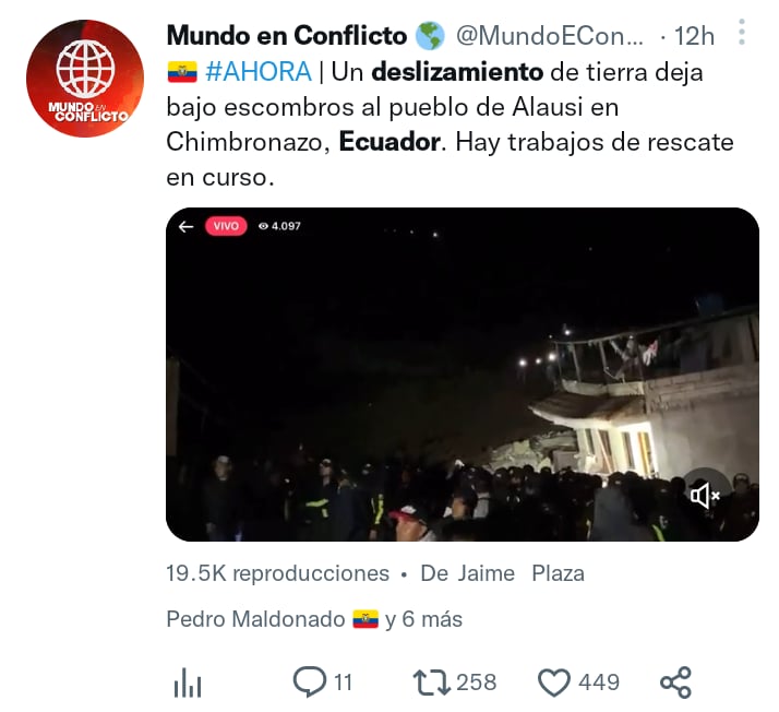 Deslizamiento de tierra Ecuador