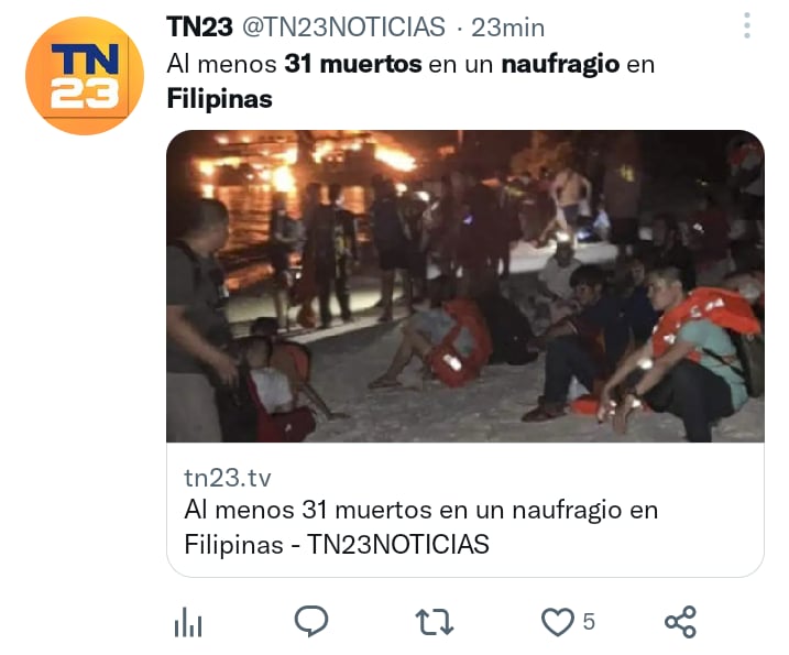 Incendio ferry naufragio Filipinas
