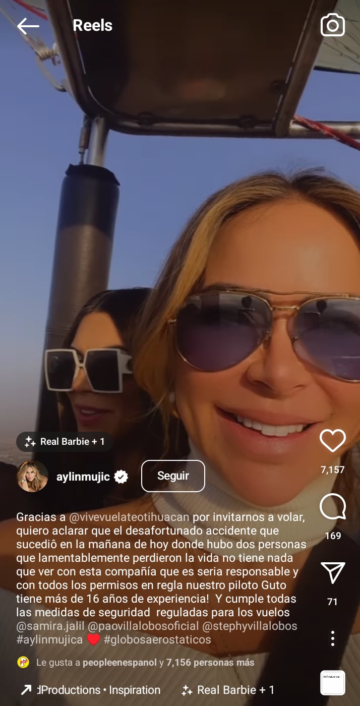 Aylín Mujica accidente globo