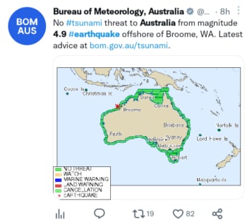Sismo magnitud 4.9 Australia
