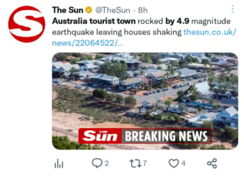 Sismo magnitud 4.9 Australia