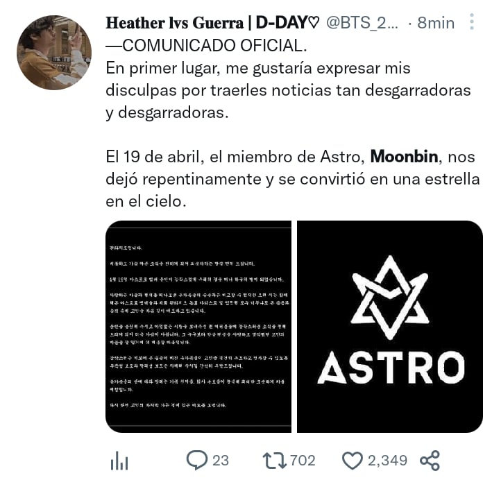 Muere Moonbin estrella del K-Pop