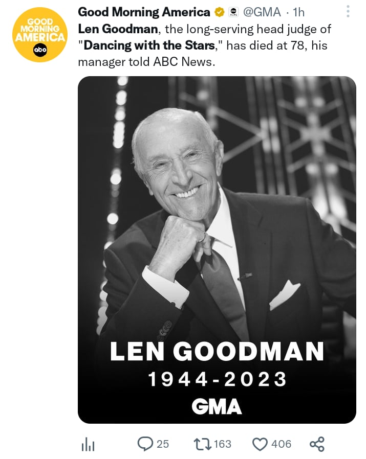 Len Goodman dies