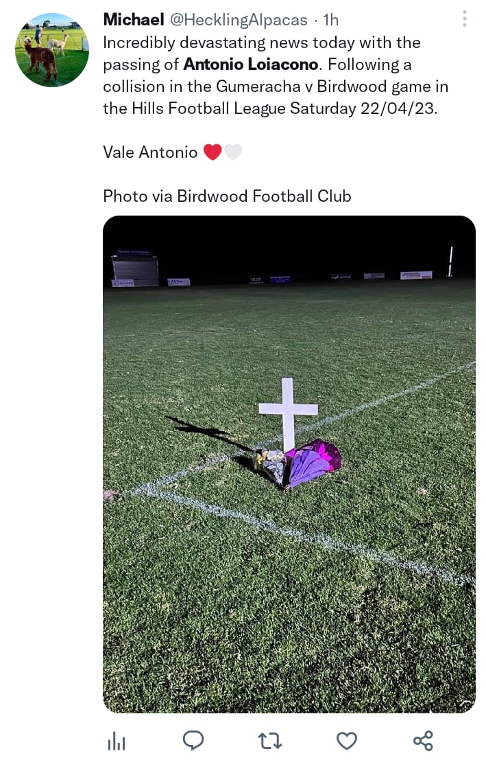 Footballer Antonio Loiacono dies