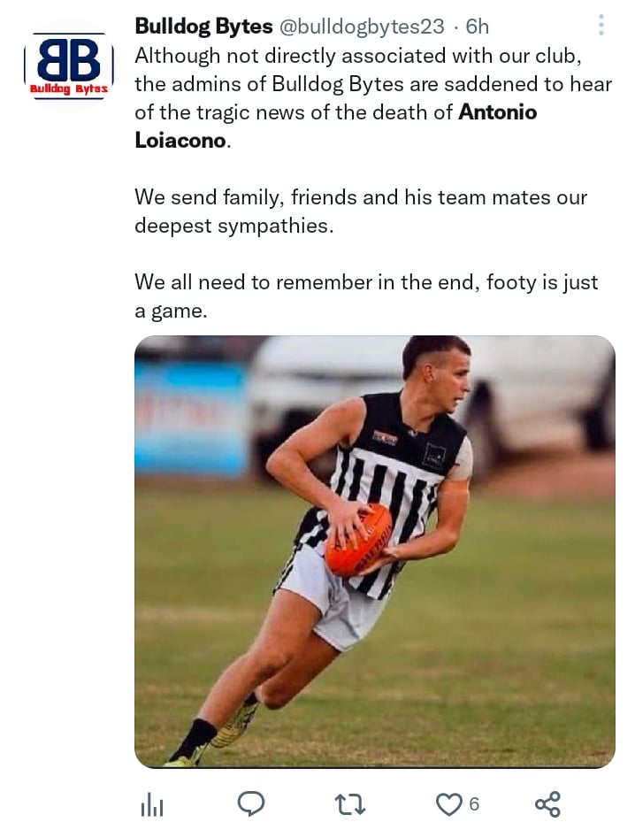 They mourn the death of Antonio Loiacono