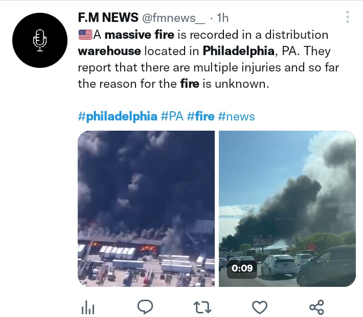 Incendio en almacén de Filadelfia