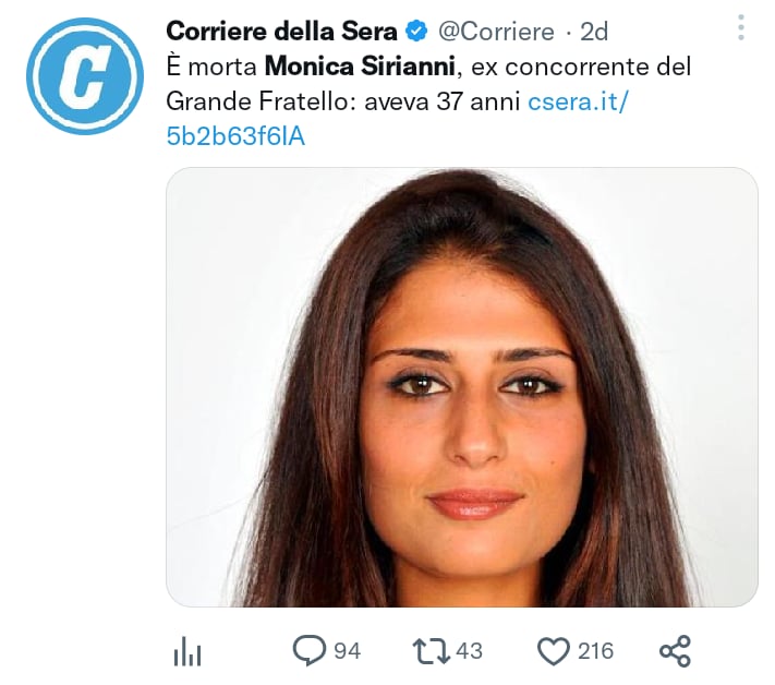 Star Monica Sirianni dies