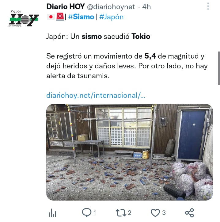 Sismo magnitud 5.4 Tokio