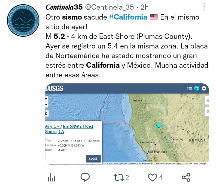 Hasta el momento no se han reportado daños ni personas heridas