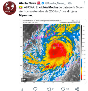 Ciclón toca tierra en Myanmar