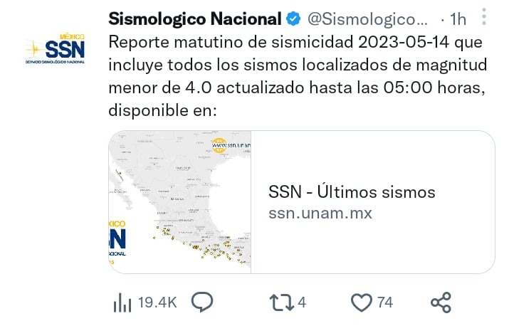 Sismo magnitud 4.1 Chiapas
