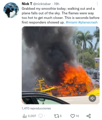 Avioneta se estrella en Hollywood