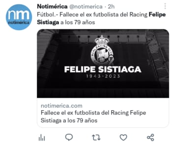 Muere exfutbolista Felipe Sistiaga