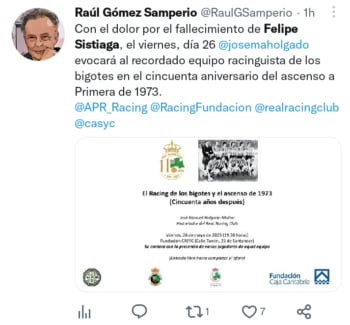 Muere exfutbolista Felipe Sistiaga