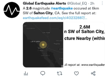 Sismo magnitud 2.6 California