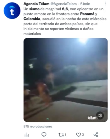 De momento no hay reportes de víctimas o daños en las cercanías, que no son muy pobladas