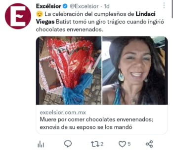 Mujer mandó chocolates envenenados
