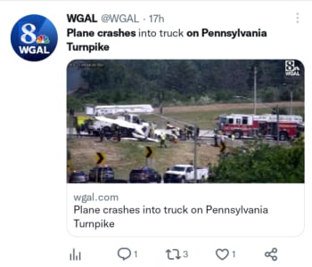 Accidente avioneta aeropuerto Pensilvania